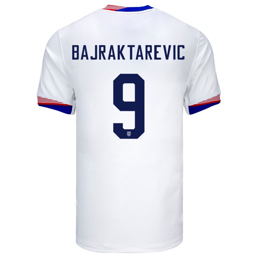 Mulher Camisola Estados Unidos Esmir Bajraktarevic #9 Branco Principal 24-26 Camisa