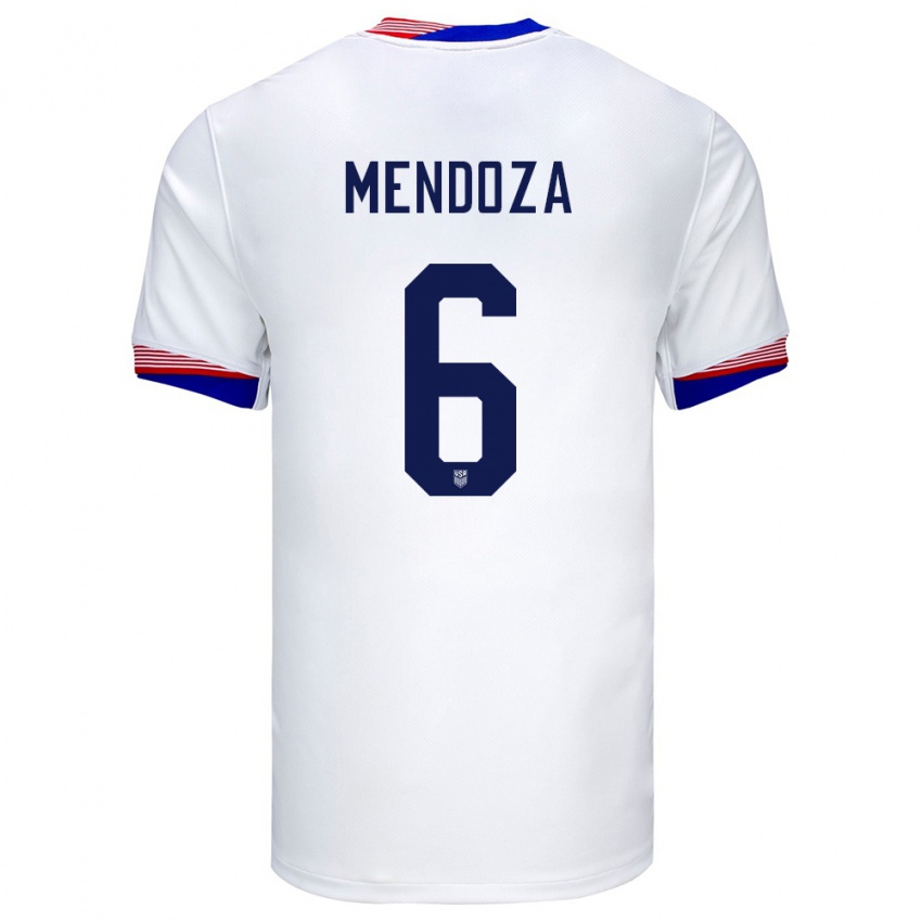 Mulher Camisola Estados Unidos Edwyn Mendoza #6 Branco Principal 24-26 Camisa