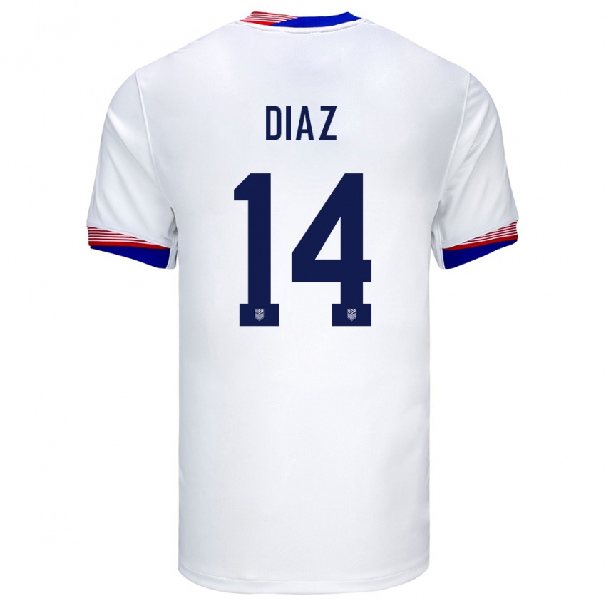Mulher Camisola Estados Unidos Christian Diaz #14 Branco Principal 24-26 Camisa