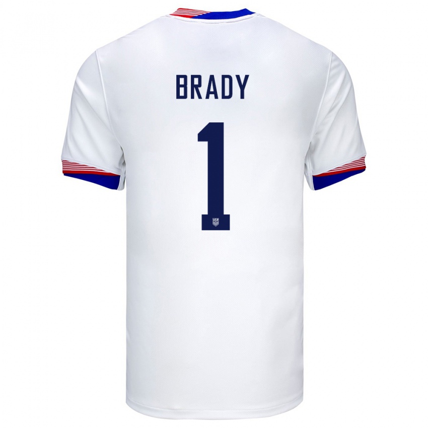 Mulher Camisola Estados Unidos Chris Brady #1 Branco Principal 24-26 Camisa