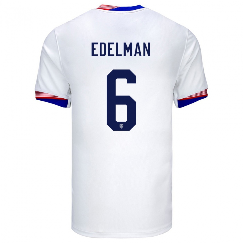 Mulher Camisola Estados Unidos Daniel Edelman #6 Branco Principal 24-26 Camisa