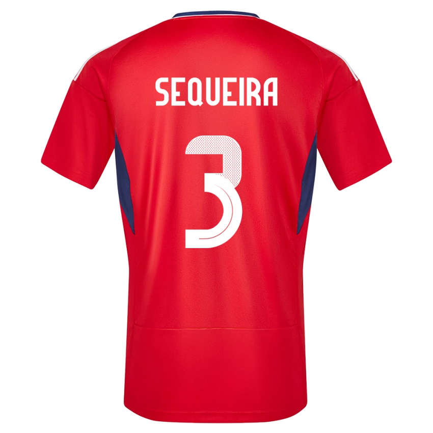 Mulher Camisola Costa Rica Douglas Sequeira #3 Vermelho Principal 24-26 Camisa