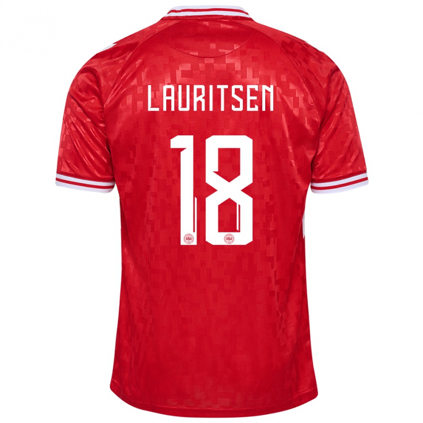 Mulher Camisola Dinamarca Tobias Lauritsen #18 Vermelho Principal 24-26 Camisa