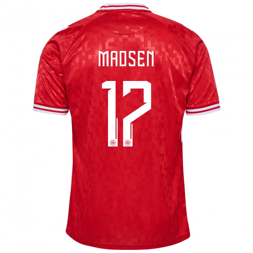 Mulher Camisola Dinamarca Nicolas Madsen #17 Vermelho Principal 24-26 Camisa