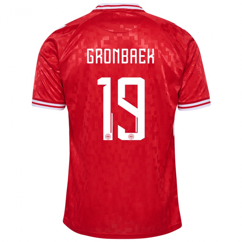 Mulher Camisola Dinamarca Albert Gronbaek #19 Vermelho Principal 24-26 Camisa