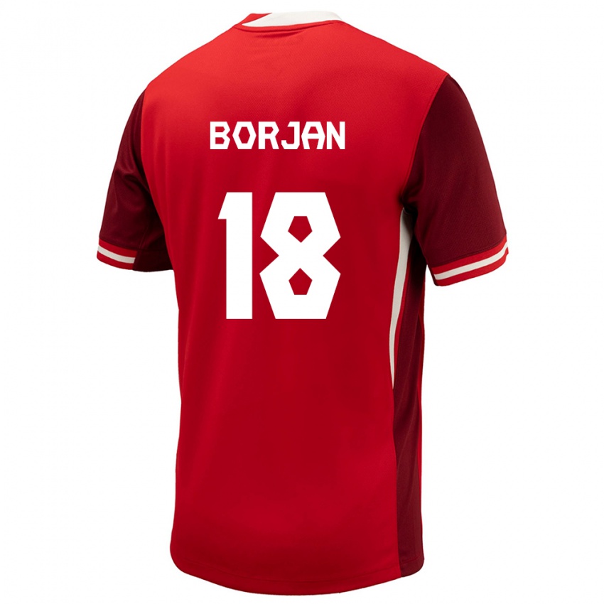 Mulher Camisola Canadá Milan Borjan #18 Vermelho Principal 24-26 Camisa