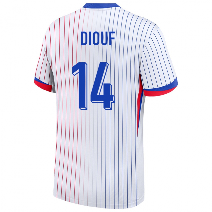 Mulher Camisola França Andy Diouf #14 Branco Alternativa 24-26 Camisa