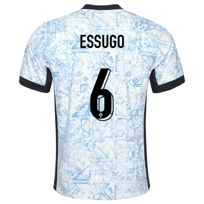 Mulher Camisola Portugal Dario Essugo #6 Azul Creme Alternativa 24-26 Camisa