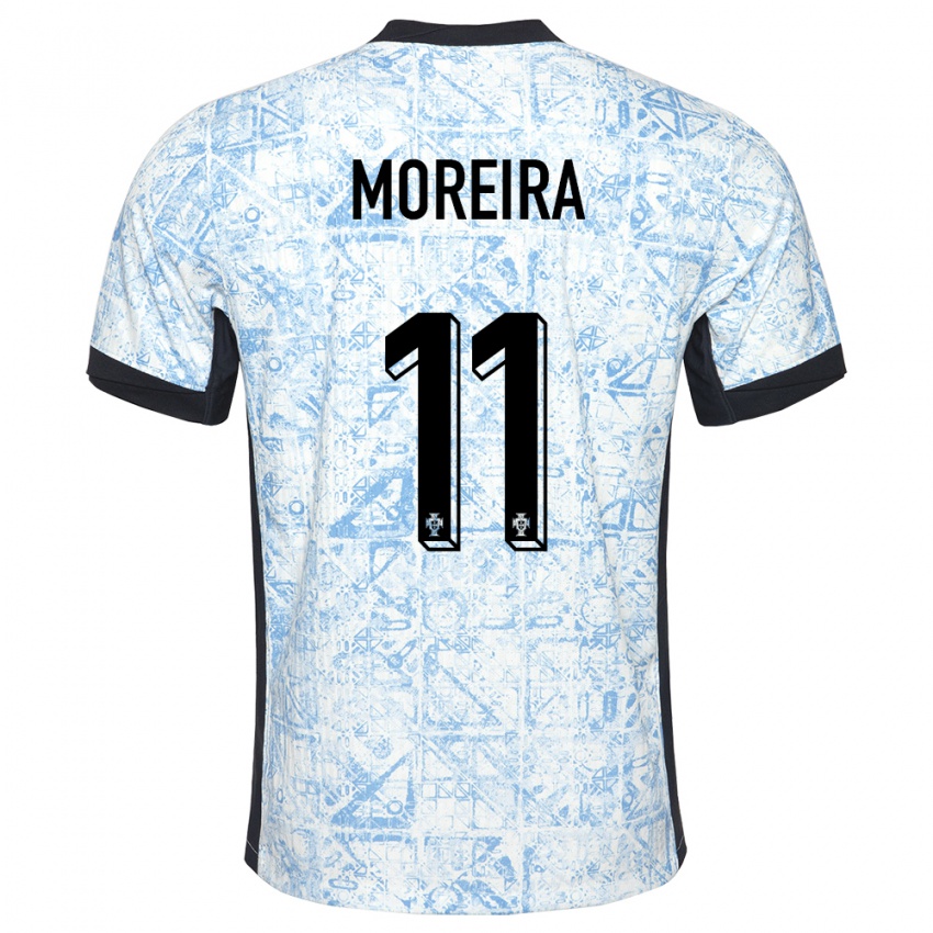 Mulher Camisola Portugal Diego Moreira #11 Azul Creme Alternativa 24-26 Camisa