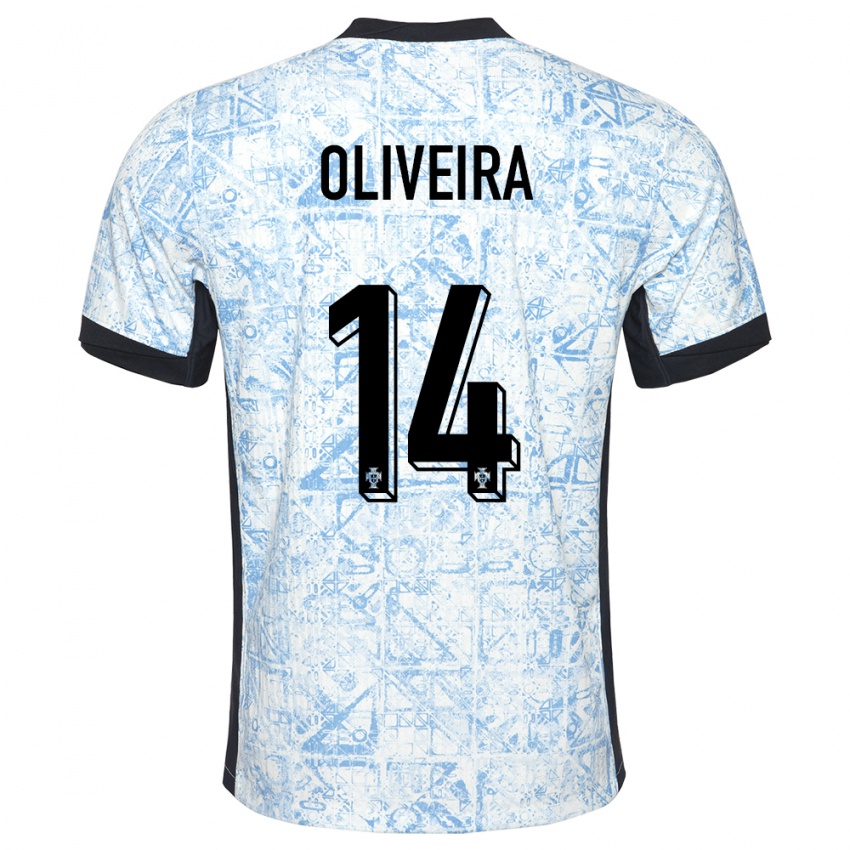 Mulher Camisola Portugal Hugo Oliveira #14 Azul Creme Alternativa 24-26 Camisa