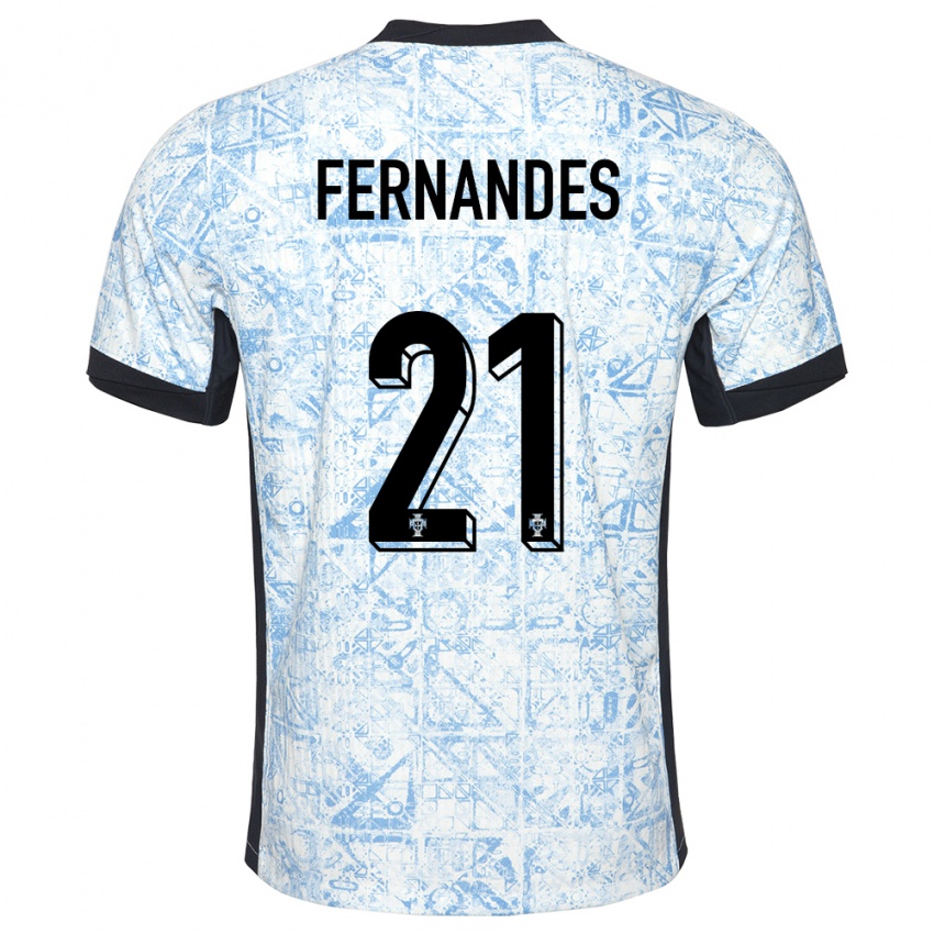 Mulher Camisola Portugal Mateus Fernandes #21 Azul Creme Alternativa 24-26 Camisa