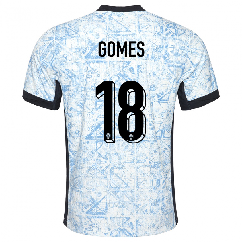 Mulher Camisola Portugal Andre Gomes #18 Azul Creme Alternativa 24-26 Camisa