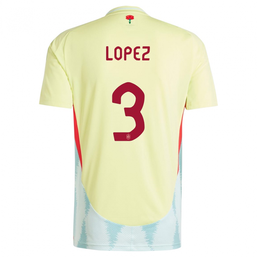 Mulher Camisola Espanha Juan Lopez #3 Amarelo Alternativa 24-26 Camisa