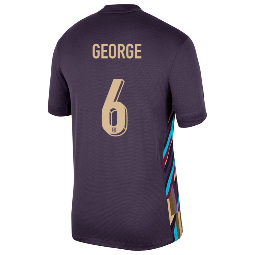 Mulher Camisola Inglaterra Gabby George #6 Passa Escura Alternativa 24-26 Camisa