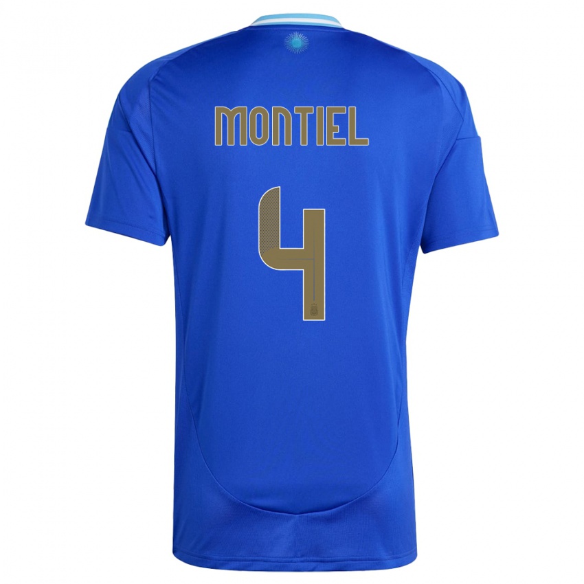 Mulher Camisola Argentina Gonzalo Montiel #4 Azul Alternativa 24-26 Camisa