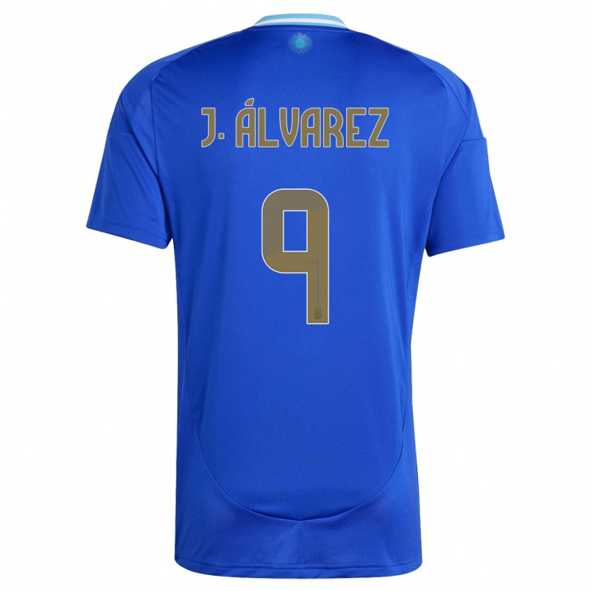 Mulher Camisola Argentina Julian Alvarez #9 Azul Alternativa 24-26 Camisa