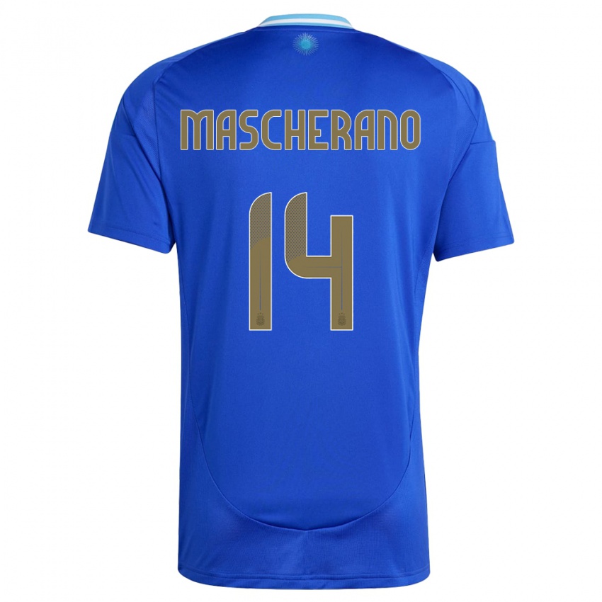 Mulher Camisola Argentina Javier Mascherano #14 Azul Alternativa 24-26 Camisa