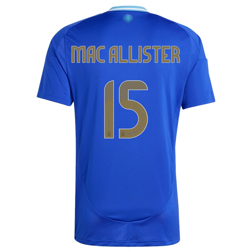 Mulher Camisola Argentina Alexis Mac Allister #15 Azul Alternativa 24-26 Camisa