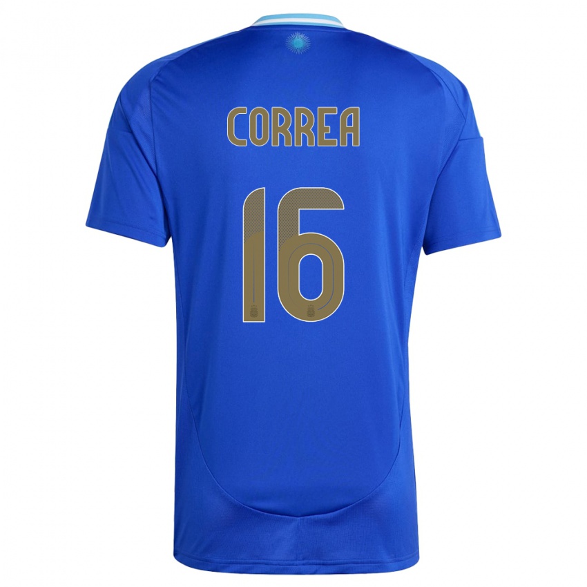 Mulher Camisola Argentina Angel Correa #16 Azul Alternativa 24-26 Camisa