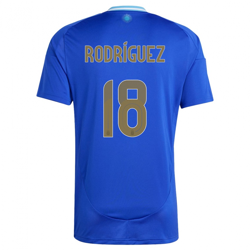 Mulher Camisola Argentina Guido Rodriguez #18 Azul Alternativa 24-26 Camisa