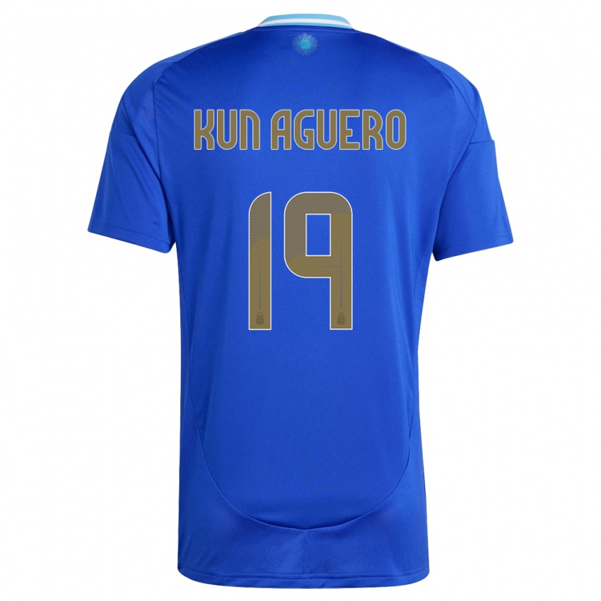 Mulher Camisola Argentina Sergio Aguero #19 Azul Alternativa 24-26 Camisa