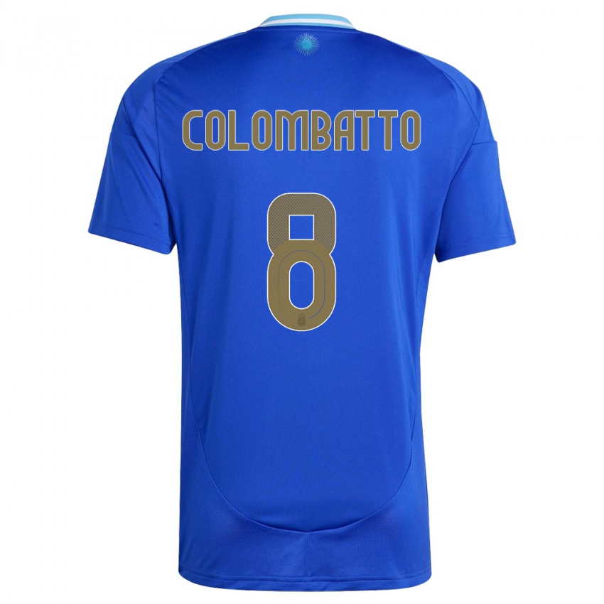 Mulher Camisola Argentina Santiago Colombatto #8 Azul Alternativa 24-26 Camisa