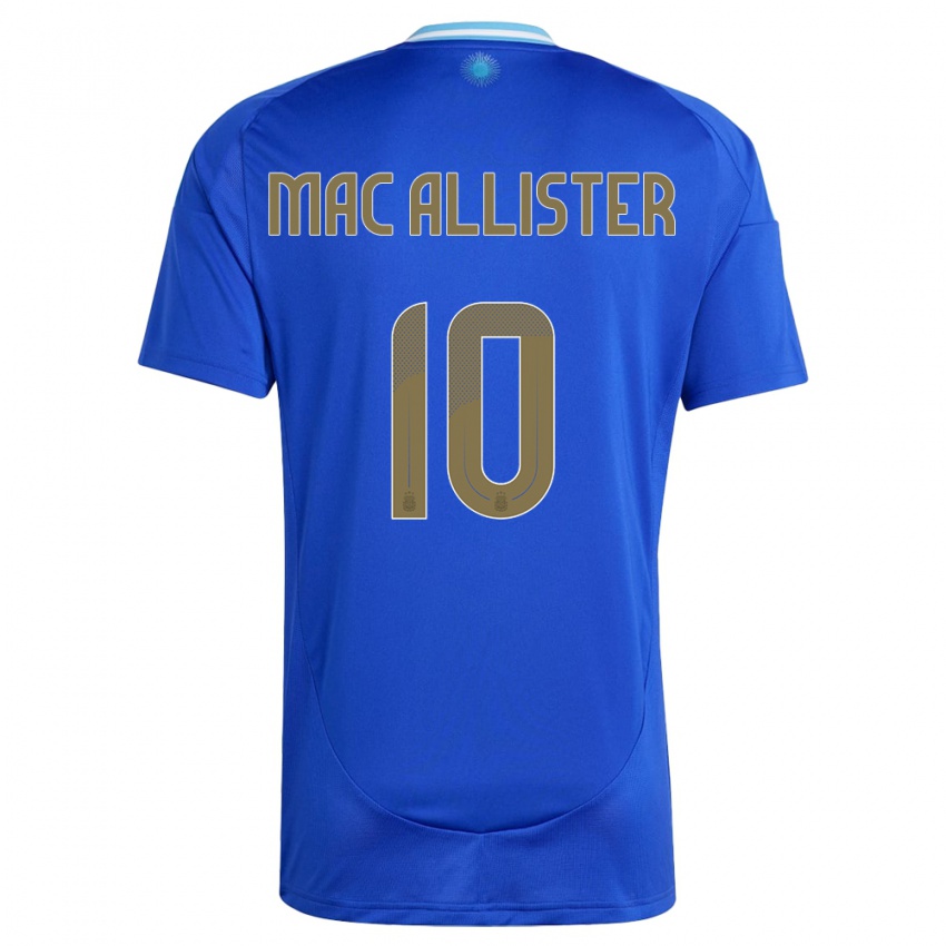 Mulher Camisola Argentina Alexis Mac Allister #10 Azul Alternativa 24-26 Camisa