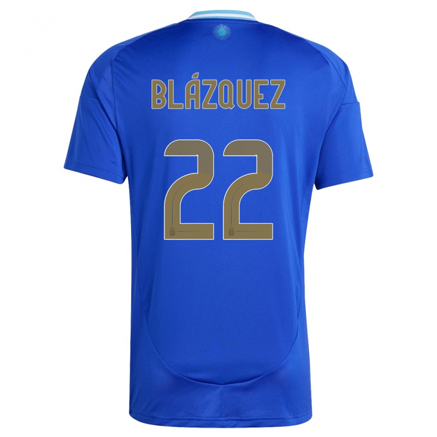 Mulher Camisola Argentina Joaquin Blazquez #22 Azul Alternativa 24-26 Camisa