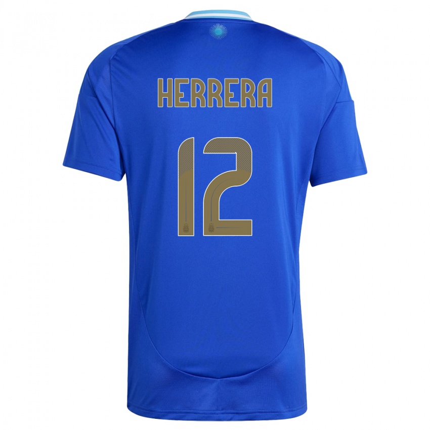 Mulher Camisola Argentina Franco Herrera #12 Azul Alternativa 24-26 Camisa