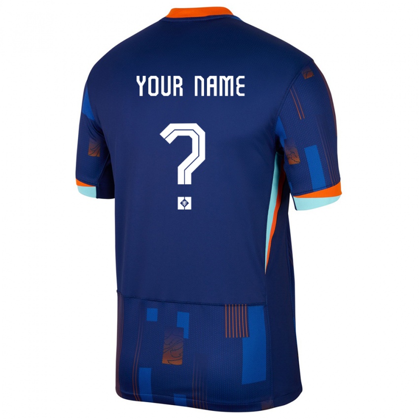 Mulher Camisola Países Baixos Seu Nome #0 Azul Alternativa 24-26 Camisa