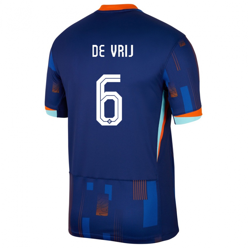 Mulher Camisola Países Baixos Stefan De Vrij #6 Azul Alternativa 24-26 Camisa