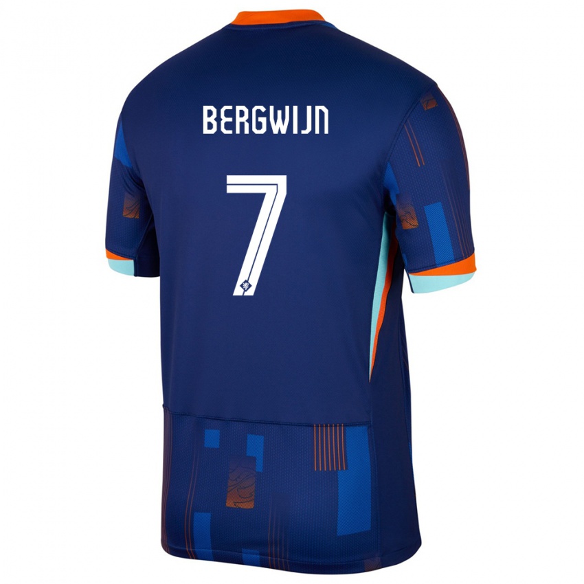 Mulher Camisola Países Baixos Steven Bergwijn #7 Azul Alternativa 24-26 Camisa