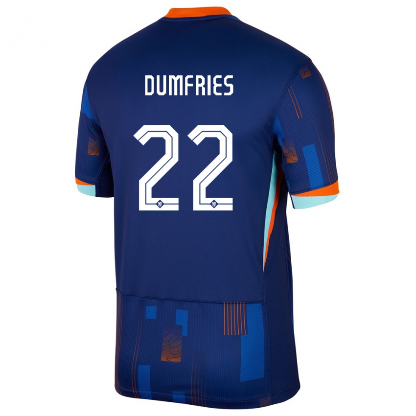 Mulher Camisola Países Baixos Denzel Dumfries #22 Azul Alternativa 24-26 Camisa