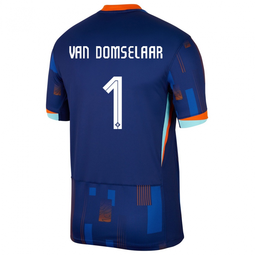 Mulher Camisola Países Baixos Daphne Van Domselaar #1 Azul Alternativa 24-26 Camisa