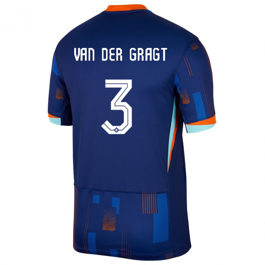 Mulher Camisola Países Baixos Stefanie Van Der Gragt #3 Azul Alternativa 24-26 Camisa
