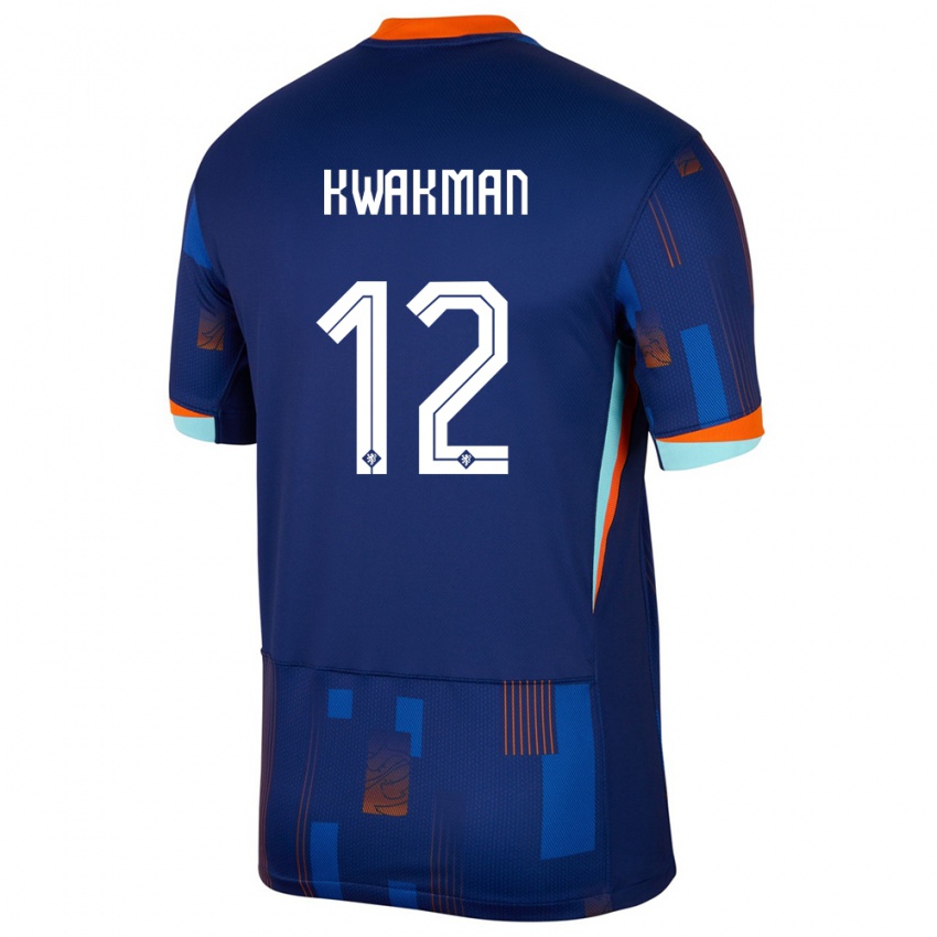 Mulher Camisola Países Baixos Dave Kwakman #12 Azul Alternativa 24-26 Camisa