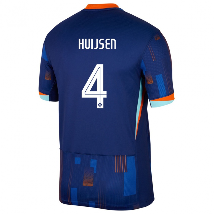 Mulher Camisola Países Baixos Dean Huijsen #4 Azul Alternativa 24-26 Camisa