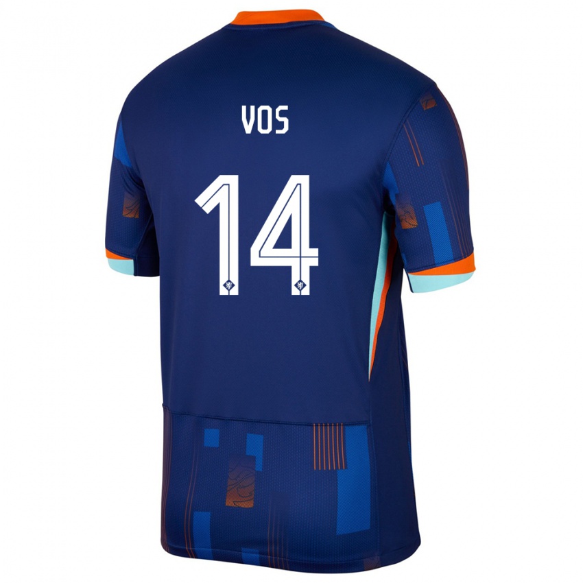 Mulher Camisola Países Baixos Silvano Vos #14 Azul Alternativa 24-26 Camisa