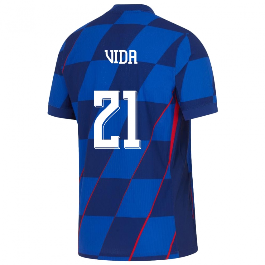 Mulher Camisola Croácia Domagoj Vida #21 Azul Alternativa 24-26 Camisa