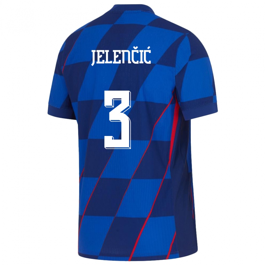 Mulher Camisola Croácia Ana Jelencic #3 Azul Alternativa 24-26 Camisa