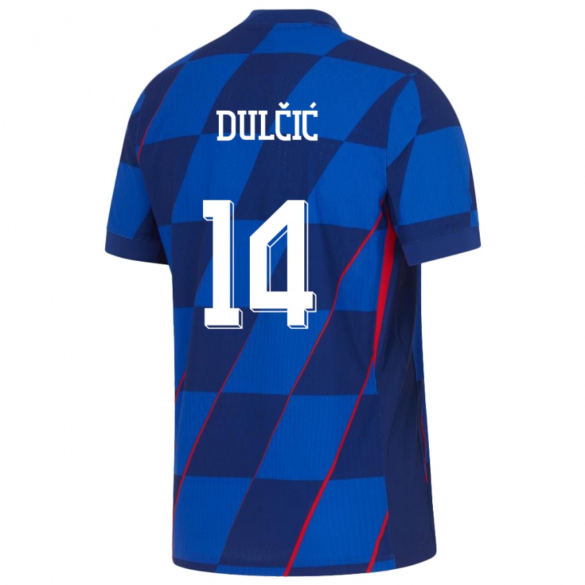 Mulher Camisola Croácia Antonia Dulcic #14 Azul Alternativa 24-26 Camisa