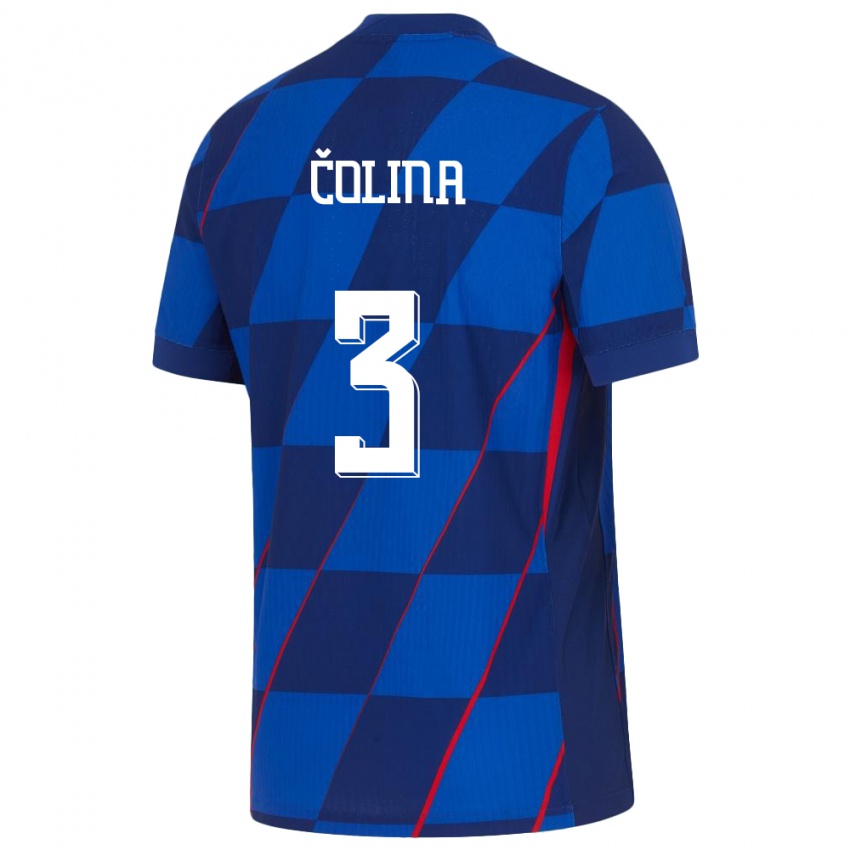 Mulher Camisola Croácia David Colina #3 Azul Alternativa 24-26 Camisa