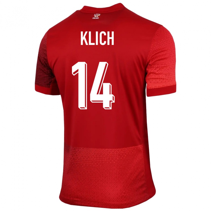 Mulher Camisola Polónia Mateusz Klich #14 Vermelho Alternativa 24-26 Camisa