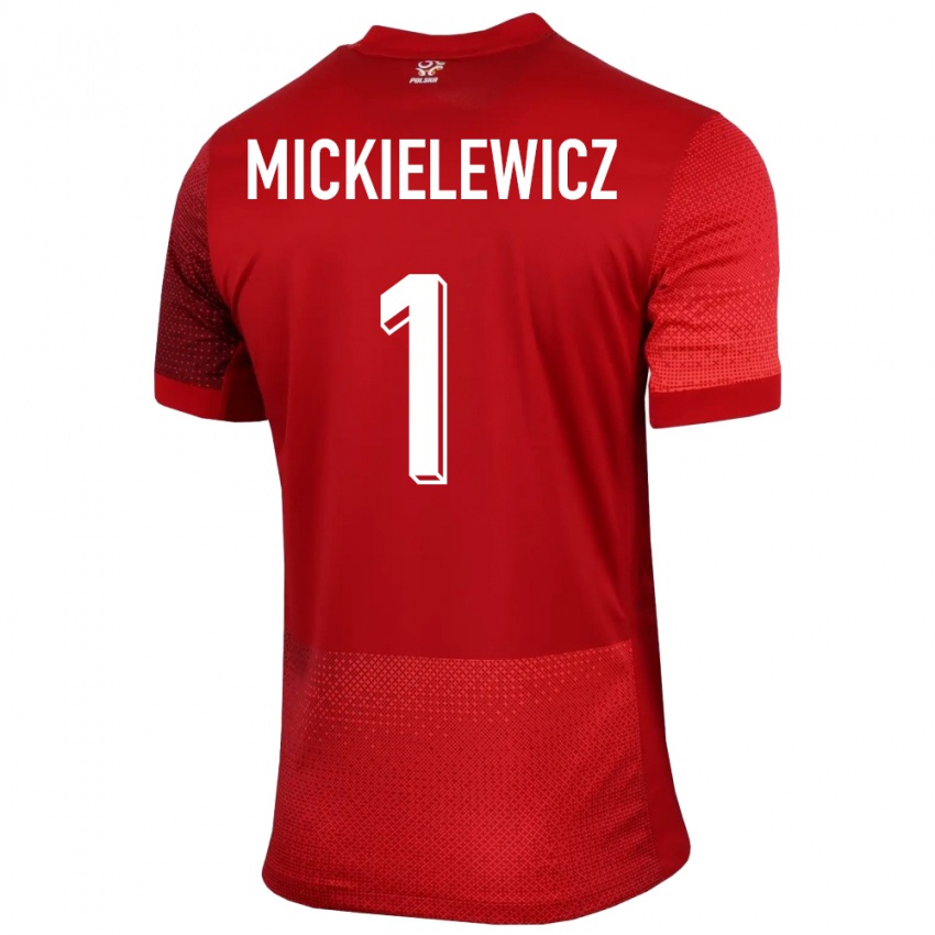 Mulher Camisola Polónia Aleksander Mickielewicz #1 Vermelho Alternativa 24-26 Camisa