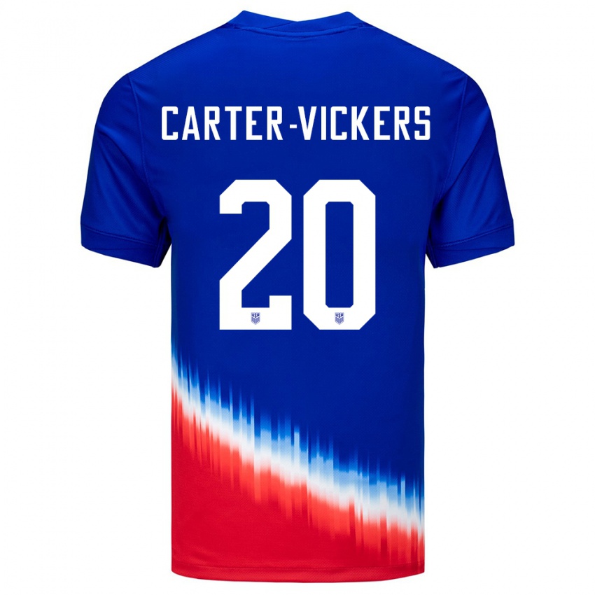 Mulher Camisola Estados Unidos Cameron Carter-Vickers #20 Azul Alternativa 24-26 Camisa