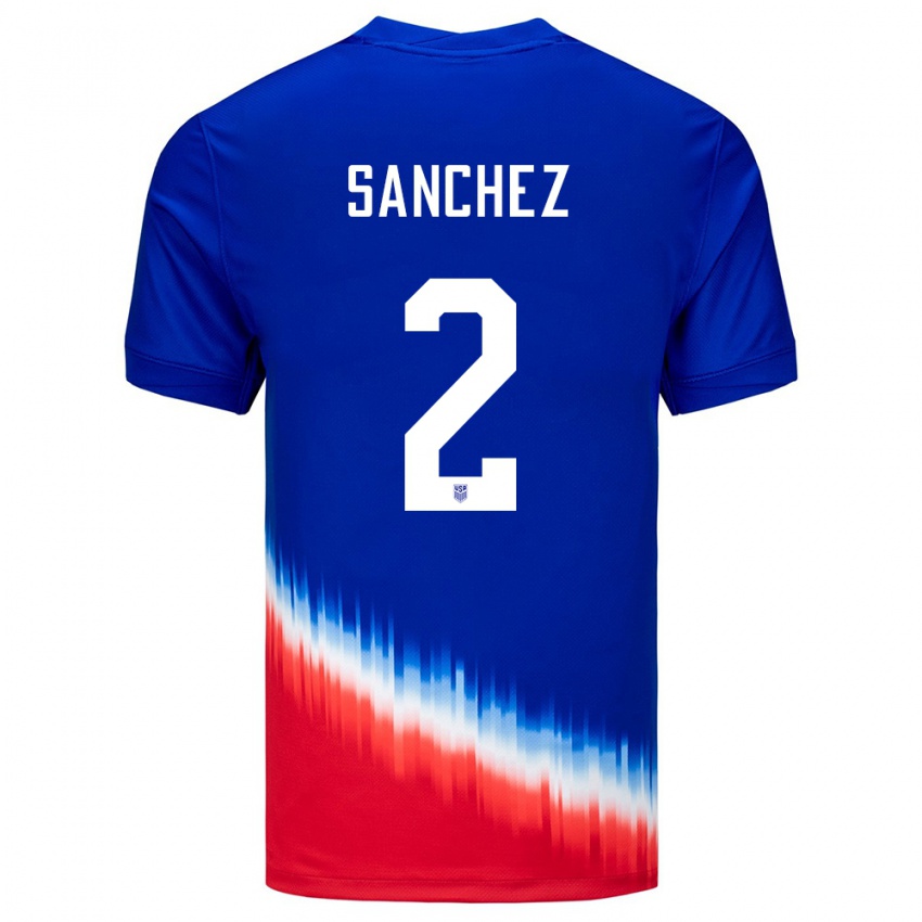 Mulher Camisola Estados Unidos Ashley Sanchez #2 Azul Alternativa 24-26 Camisa