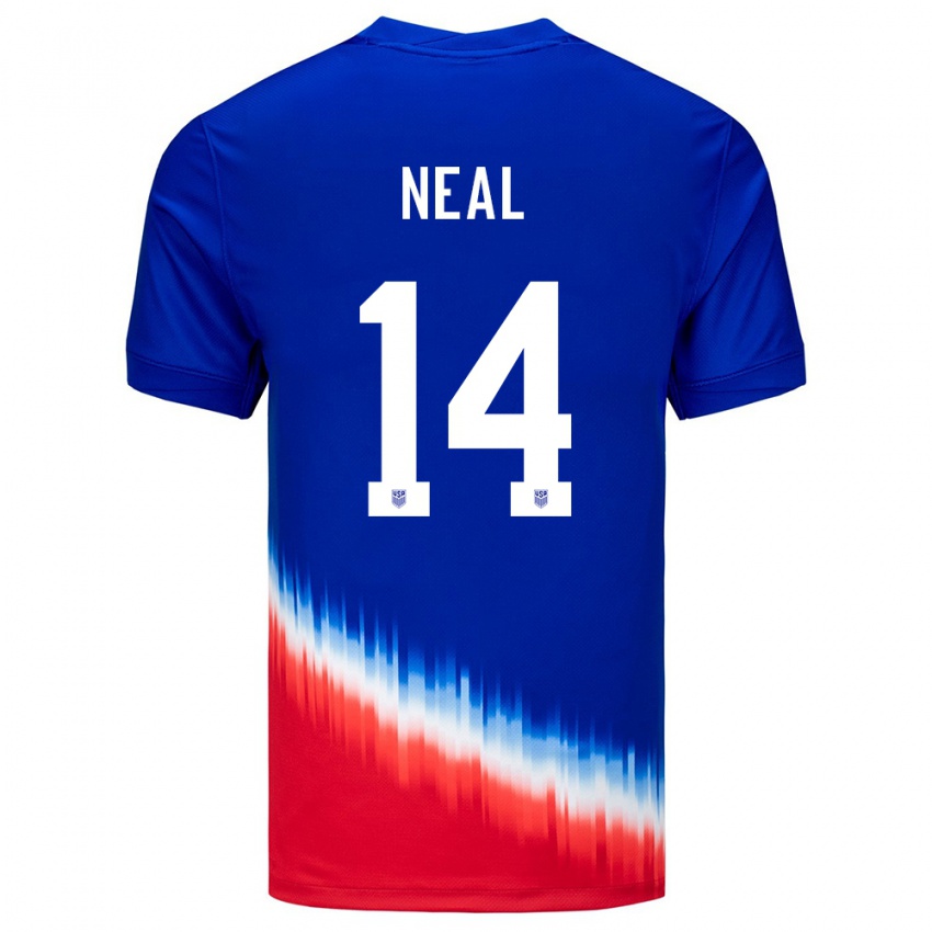 Mulher Camisola Estados Unidos Jalen Neal #14 Azul Alternativa 24-26 Camisa