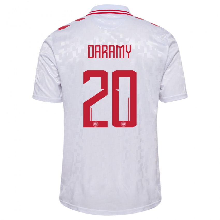 Mulher Camisola Dinamarca Mohamed Daramy #20 Branco Alternativa 24-26 Camisa