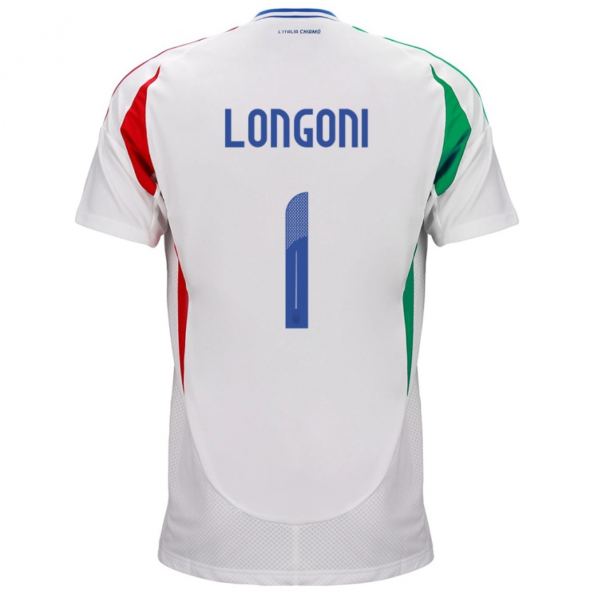 Mulher Camisola Itália Alessandro Longoni #1 Branco Alternativa 24-26 Camisa