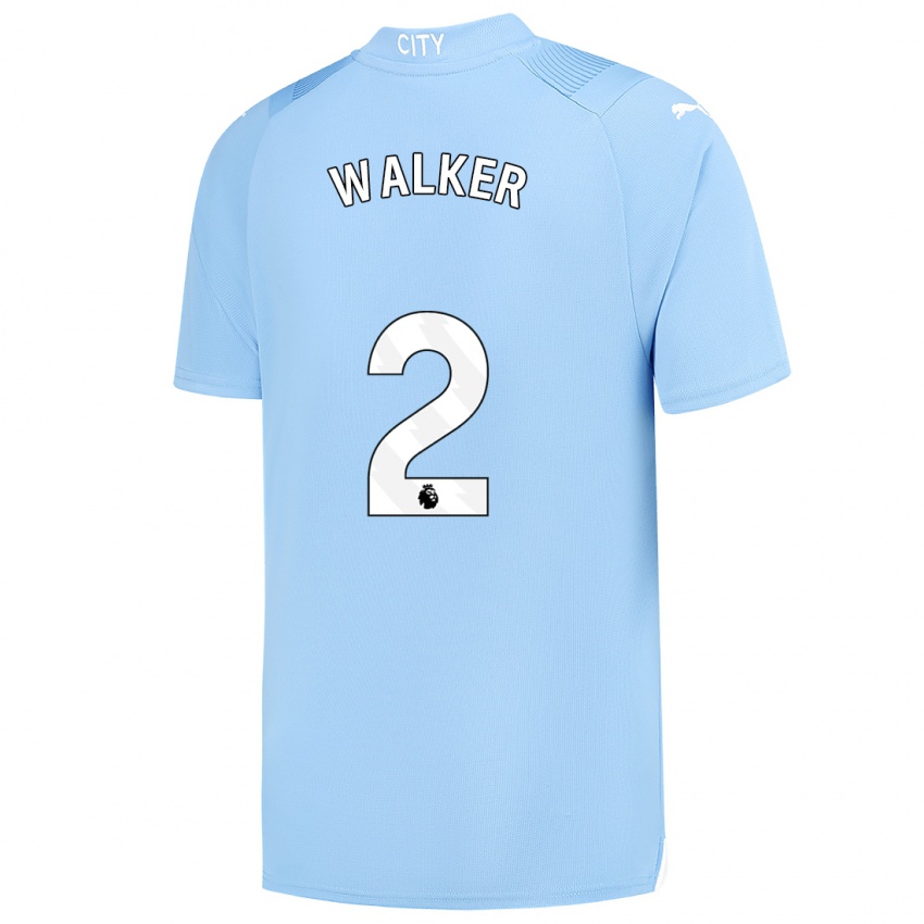 Criança Camisola Kyle Walker #2 Azul Claro Principal 2023/24 Camisa